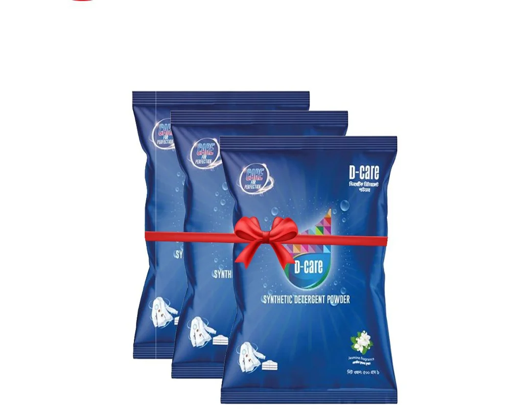 D-Care Super Bright Detergent Powder 500gm (Buy2 Get1 Free)