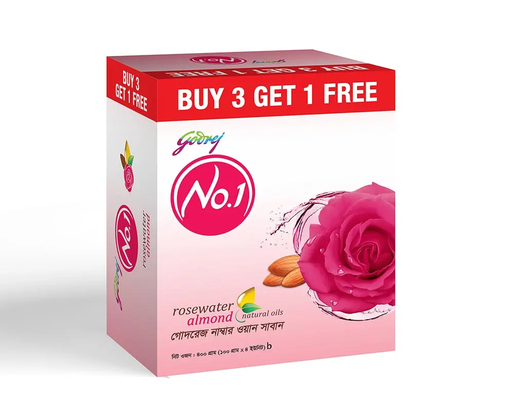 Godrej No.1 Rose Soap 100gm (Buy3 Get1 Free)