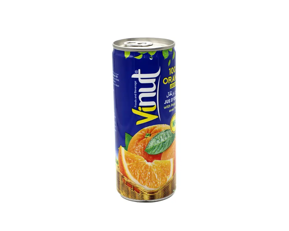 Vinut 100% Orange Juice Can 230ml Viet Nam